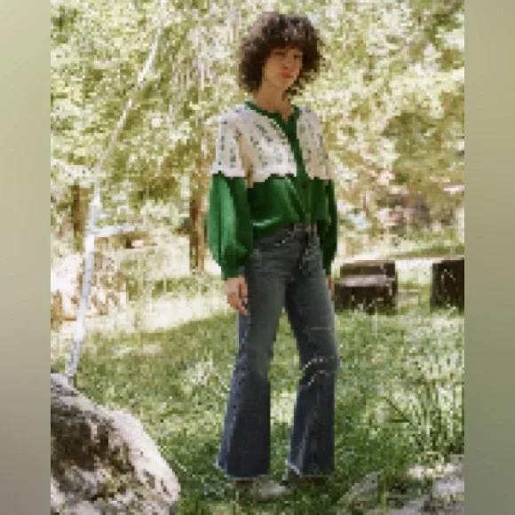 The Great. Scalloped Sophomore Cardigan Green Size 0 - Picture 2 of 4